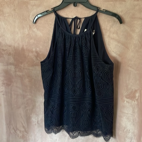 NWT Navy Lace LOFT Halter Top Lined - Picture 1 of 16